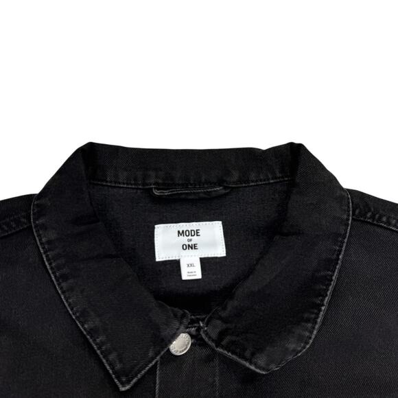 Mode of One Mens Regular Fit Denim Trucker Jacket Black 2XL - Picture 3 of 6